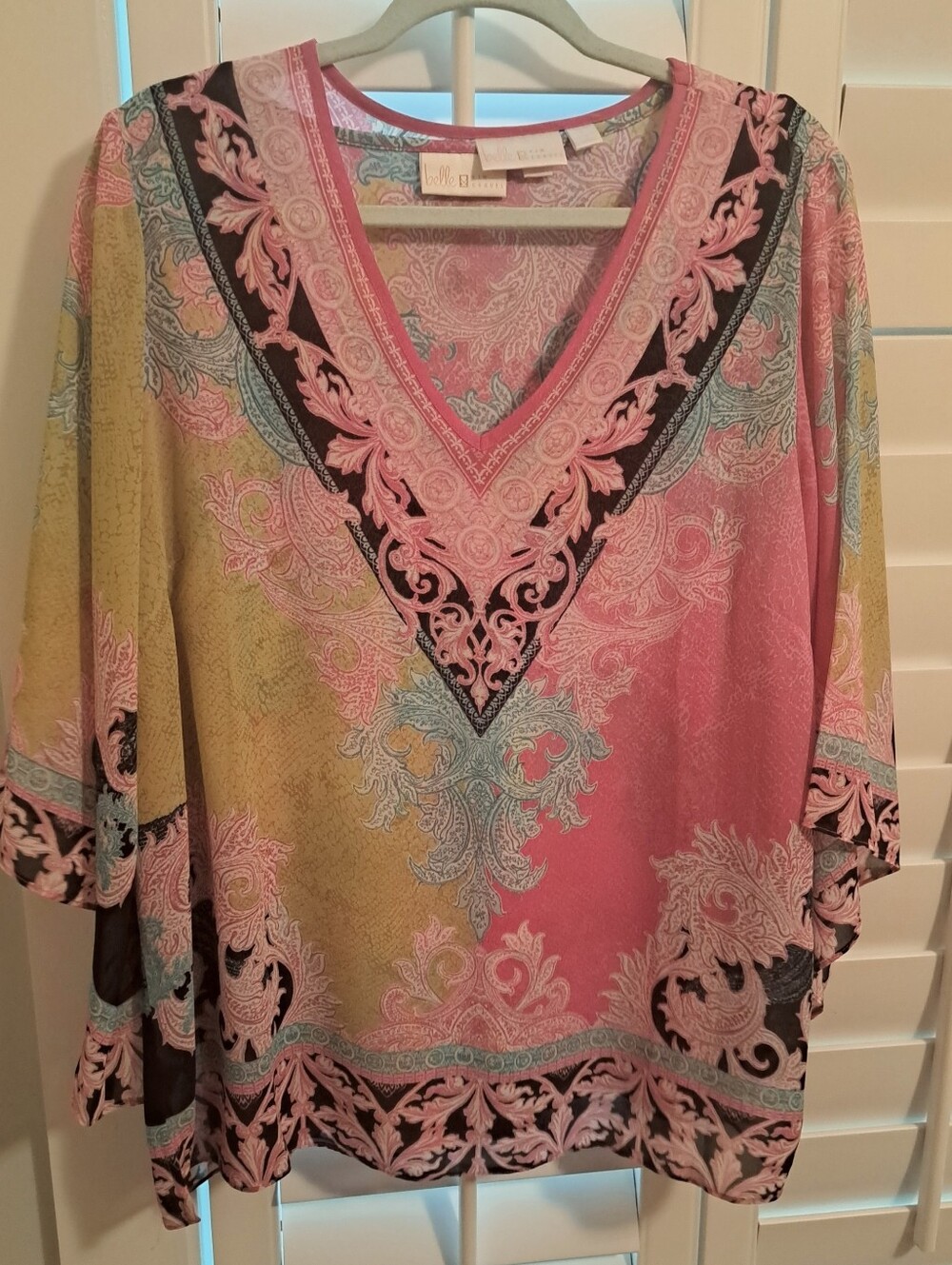 Kim Gravel Pink Green Paisley V-Neck 2-pc. Tunic Set